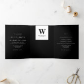 Formal Black Modern Monogram Design Wedding Dreifach Gefaltete Karte (Innenseite)