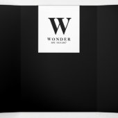 Formal Black Modern Monogram Design Wedding Dreifach Gefaltete Karte (Innenseite Mitte)