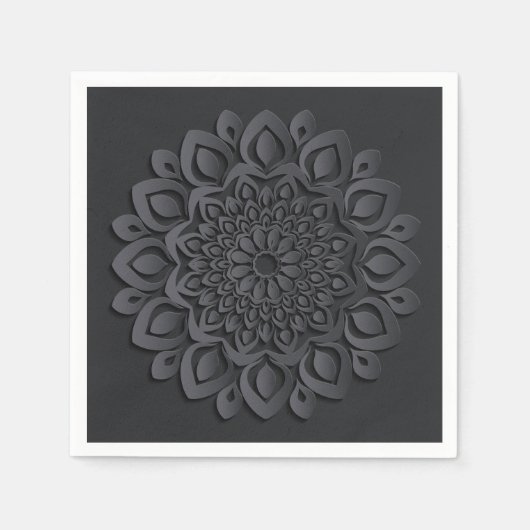 Formal Black Paper Cut Mandala Serviette (Vorderseite)