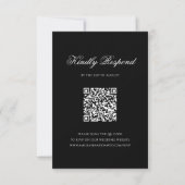 Formal Black QR Code Monogram Crest Wedding RSVP Karte (Vorderseite)