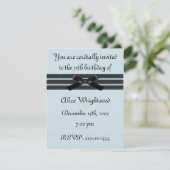 Formal Blue & Black Birthday Einladung (Stehend Vorderseite)