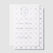 Formal Blue Floral Monogram Wappen & Script Weddin Pergament Einladungen (Versetzt (Einladung))