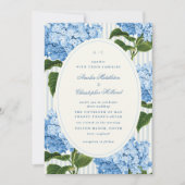 Formal Blue Preppy Hydrangea Garden Wedding Einladung (Vorderseite)