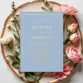 Formal Blue Wedding Gold Folieneinladung