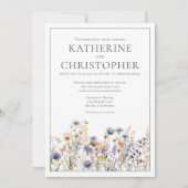 Formal Blue Wildblumen Moderne Elegante Hochzeit Einladung (Vorderseite)