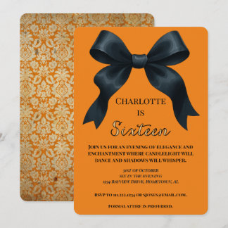 Formal Bow Halloween Birthday Invite - Orange Einladung
