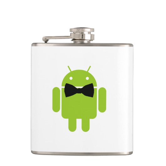 Formal Bow Krawatte Android Robot Icon Flachmann (Vorderseite)