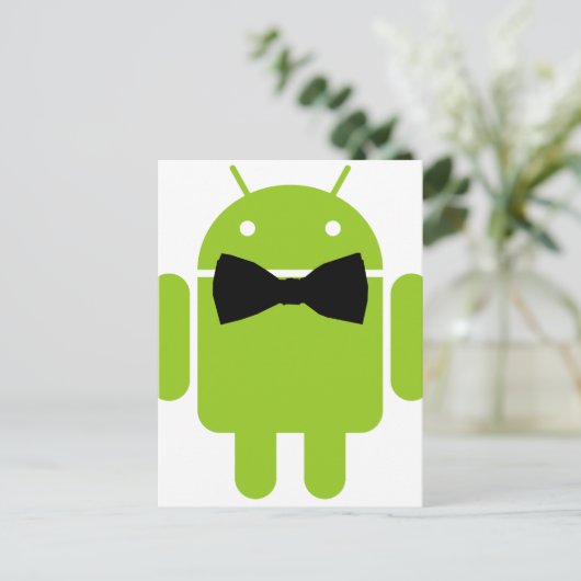 Formal Bow Krawatte Android Robot Icon Postkarte (Stehend Vorderseite)