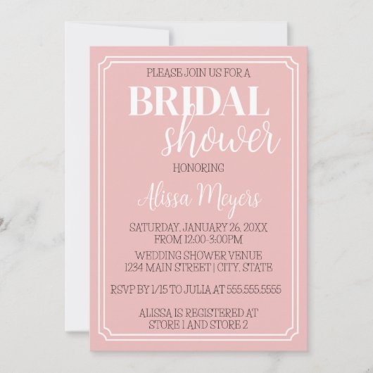 Formal Bridal Dusche Einladung (Vorderseite)