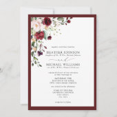 Formal Burgundy Blush Floral Watercolor Script Einladung (Vorderseite)