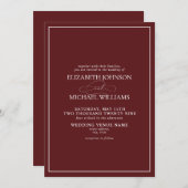 Formal Burgundy Classic Script Wedding Einladung (Vorne/Hinten)