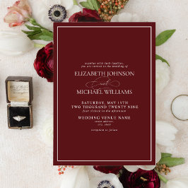 Formal Burgundy Classic Script Wedding Einladung