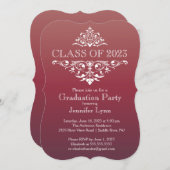 Formal Burgundy Elegant Blüh Graduation Party Einladung (Vorne/Hinten)