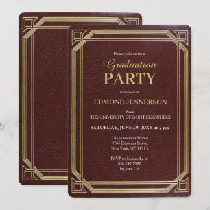 Formal Burgundy Gold 2025 Graduation Party Einladung