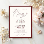 Formal burgundy ivory classic typography wedding einladung