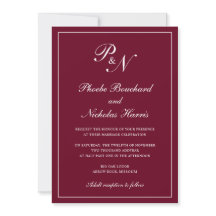 Formal Burgundy Monogram Elegant Wedding