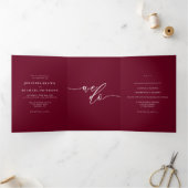 Formal Burgundy Red Modern Wedding Dreifach Gefaltete Karte (Innenseite)
