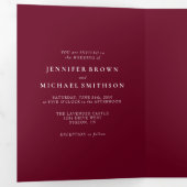 Formal Burgundy Red Modern Wedding Dreifach Gefaltete Karte (Innen Erste Seite)