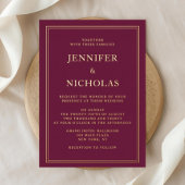 Formal Burgundy Wedding Gold Folieneinladung