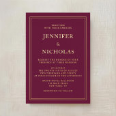 Formal Burgundy Wedding Gold Folieneinladung