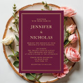 Formal Burgundy Wedding Gold Folieneinladung