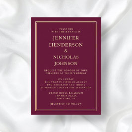 Formal Burgundy Wedding Gold Folieneinladung