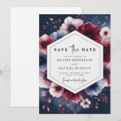 Formal Burgundy Wedding Save The Date (Vorne/Hinten)