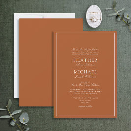 Formal Burnt Orange Classic Script Wedding Einladung
