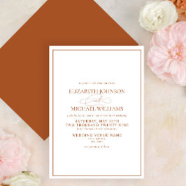 Formal Burnt Orange Classic Script Wedding Einladung