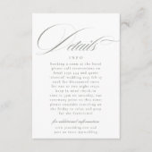 Formal Calligrafy Grey Green Wedding Details Begleitkarte (Vorderseite)