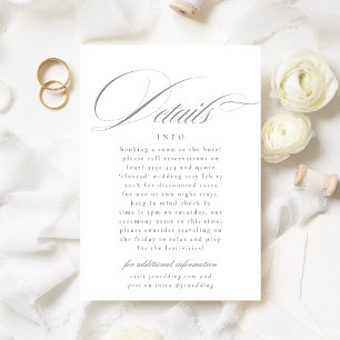 Formal Calligrafy Grey Green Wedding Details Begleitkarte