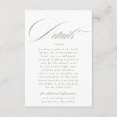 Formal Calligrafy Sage Green Wedding Details Begleitkarte (Vorderseite)