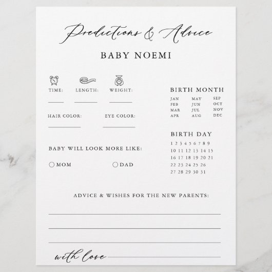 Formal Calligraphy Baby Predication and Advisor Ca (Vorderseite)