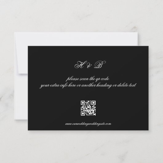 Formal Calligraphy Black QR CODE Wedding RSVP Card Einladung (Rückseite)