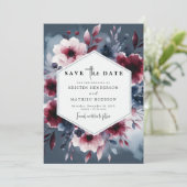 Formal Calligraphy Burgundy Wedding Save The Date (Stehend Vorderseite)