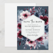 Formal Calligraphy Burgundy Wedding Save The Date (Vorne/Hinten)
