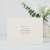 Formal Calligraphy Classic Ecru Empfang Wedding Begleitkarte (Stehend Vorderseite)