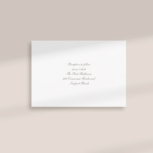 Formal Calligraphy Classic Ivory Empfang Wedding Begleitkarte