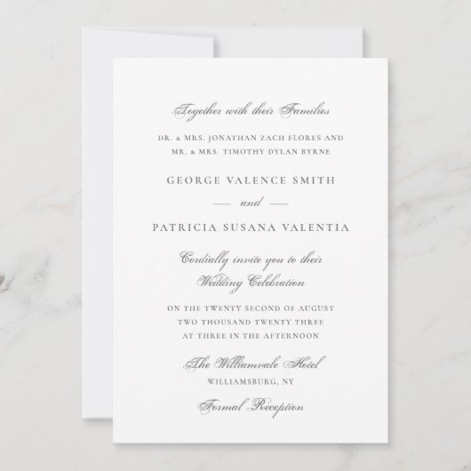 Formal Calligraphy Elegant Wedding Einladung (Vorderseite)