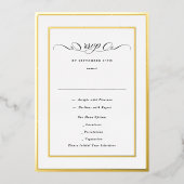 Formal Calligraphy Gold Frame Wedding RSVP Folieneinladung (Vorderseite)
