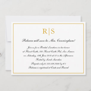 Formal Calligraphy Gold Monogram Bridal Luncheon Einladung