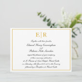 Formal Calligraphy Gold Monogram Royal Wedding Einladung (Stehend Vorderseite)