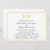 Formal Calligraphy Gold Monogram Royal Wedding Einladung (Vorne/Hinten)