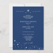 Formal Celestial Elegant Navy Blue Wedding Photo Einladung (Vorderseite)