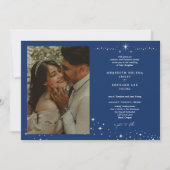 Formal Celestial Elegant Wedding Photo Horizontal Einladung (Vorderseite)