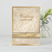 Formal Champagnergold Damask Einladung (Stehend Vorderseite)