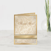 Formal Champagnergold Damask Hochzeit Dankeskarte (Vorderseite)