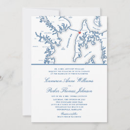 Formal Chesapeake Bay Beach Club Navy Blue Wedding Einladung