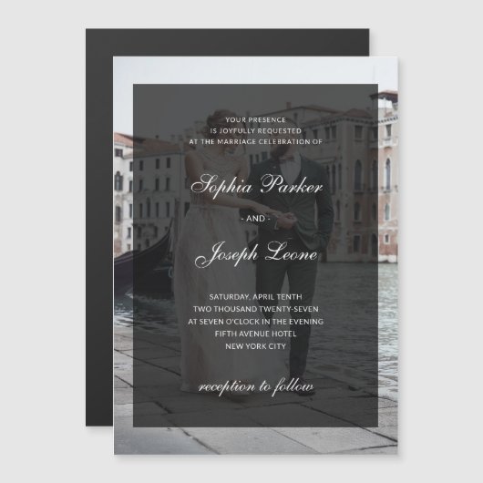 Formal Classic and Dark Overlay | Photo Wedding Magneteinladung (Vorne/Hinten)