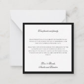 Formal Classic Black and White Wedding Vielen Dank Mitteilungskarte (Rückseite)